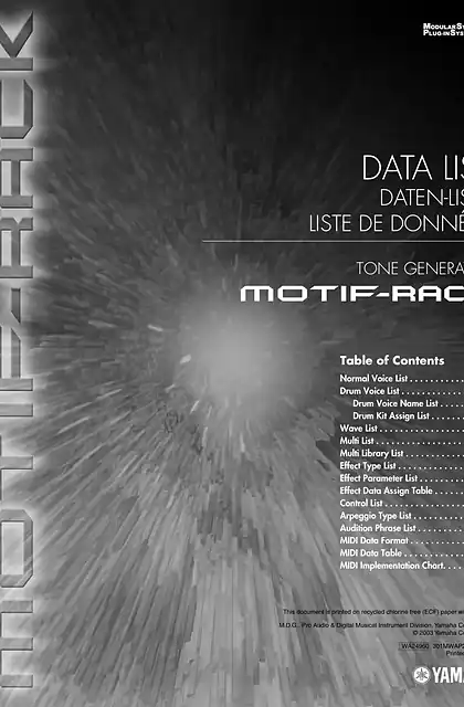 yamaha雅马哈MOTIF-RACK Data List